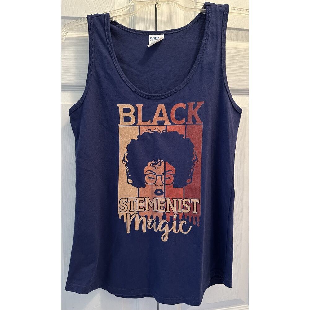 Black Stemenist Magic STEM Feminist Tank Top Ladies Size Small
